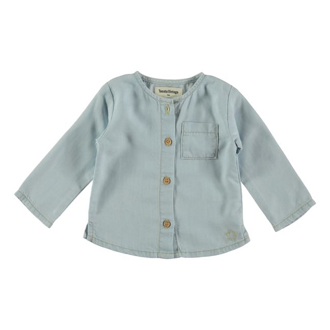 Baby shirt Lyocell Mao collar | Light blue