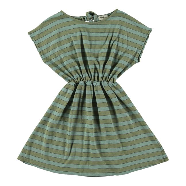 Organic cotton striped dress | Green