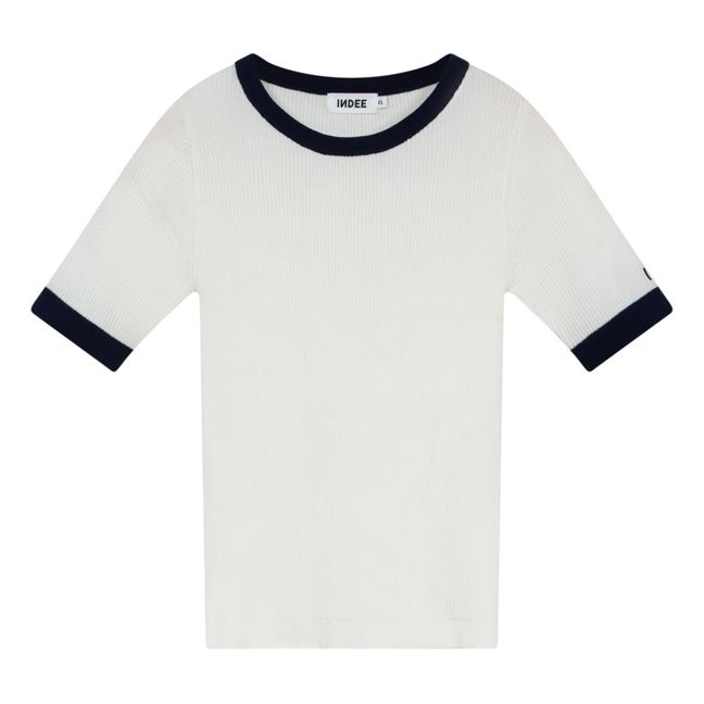 T-shirt Pekin Maille Côtelée  | Blanc