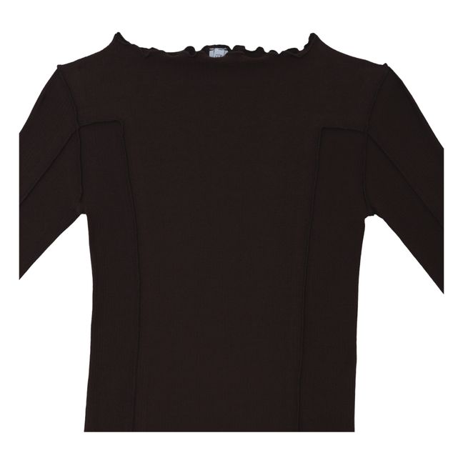 Geripptes T-Shirt Omato aus Bio-Baumwolle | Schokoladenbraun
