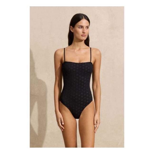 Maillot 1 Pièce Broderie | Noir