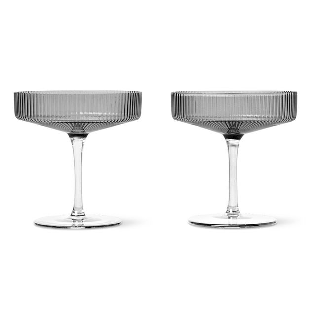 Ripple champagne flutes - Set of 2 | Grey