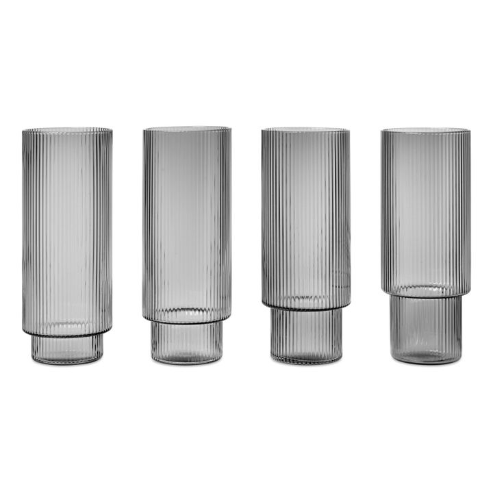 Ripple long glasses - Set of 4 | Grey- Product image n°0