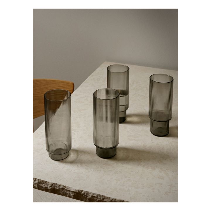 Vasos alargados Ripple - Juego de 4 | Gris- Imagen del producto n°1