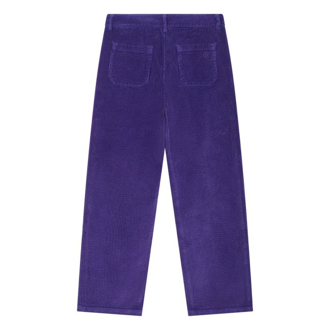 Pantalon Droit Elastiqué à la Taille en Velours Côtelé | Bleu indigo