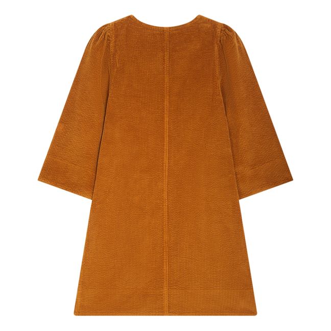 Robe Zippée avec Manches Larges en Velours Côtelé | Noisette