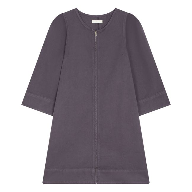 Robe Zippée Manches Larges en Denim | Gris anthracite