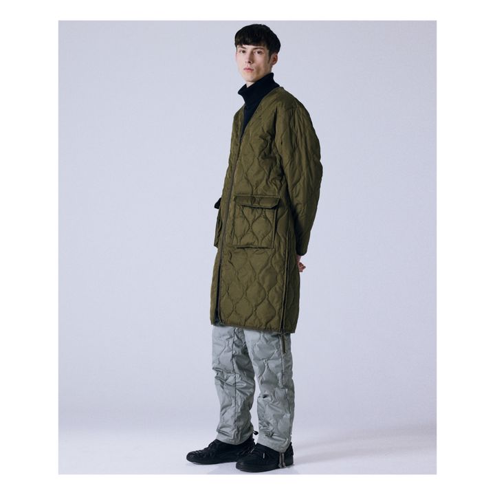 Military Unisex Lange Steppjacke mit Reißverschluss | Grünolive- Produktbild Nr. 5