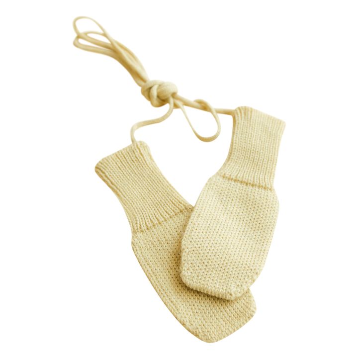 Fiza Merino Wool Mittens | Pale yellow- Product image n°1