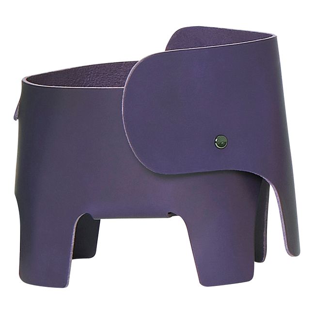 Elephant bedside lamp in leather | Purple