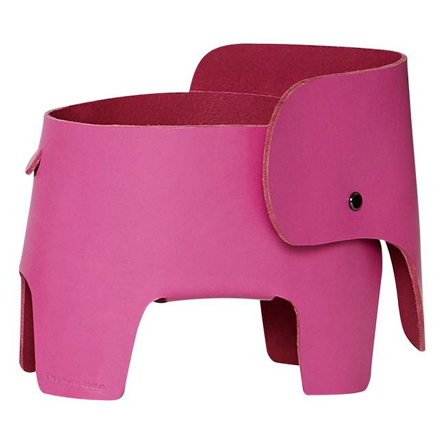 Elephant bedside lamp in leather | Pink