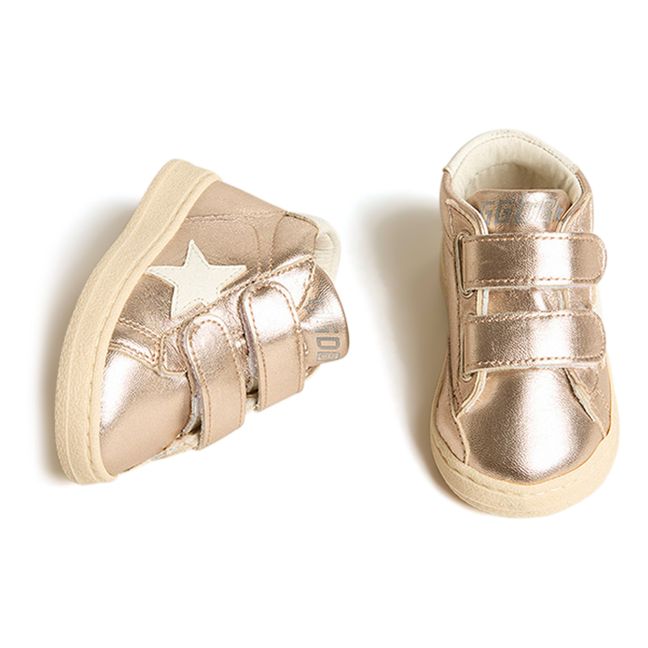 June Laminated Scratch Sneakers | Pink Gold