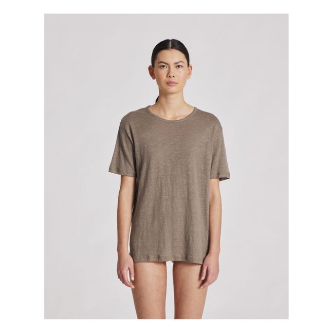Nynne Linen T-shirt | Taupe brown