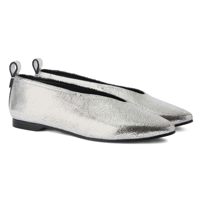 Ava Ballerinas Leather | Silver