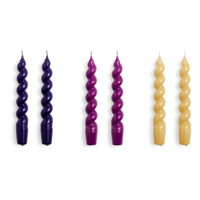 Velas en espiral - Set de 6 | Violeta