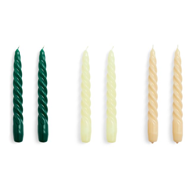 Twist candles - Set of 6 | Green