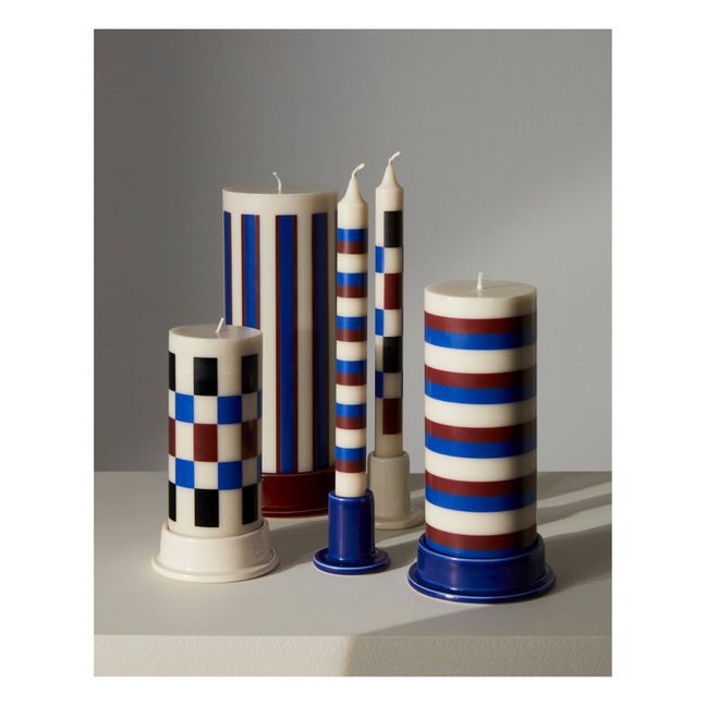 Column candle with stripes  | Brown