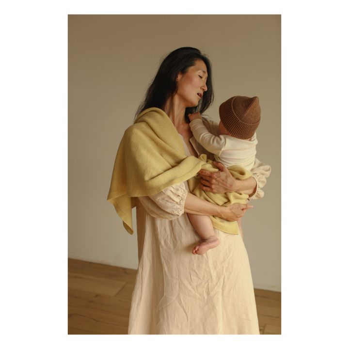 Manta de lana merina Felix | Amarillo palo- Imagen del producto n°3