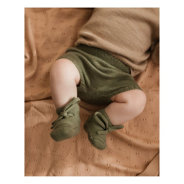 Zapatillas de lana merina | Verde Kaki