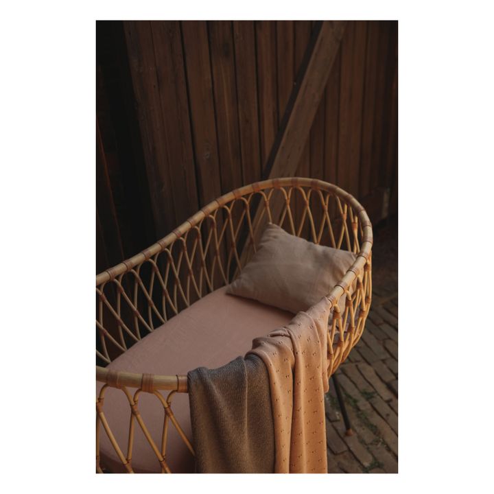 Manta de lana merina Bibi Pointelle | Rosa Palo- Imagen del producto n°2