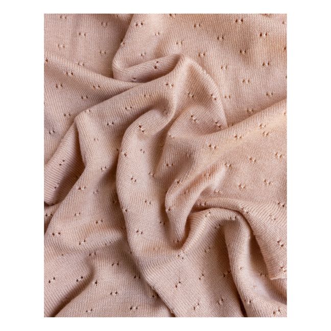 Coperta Bibi Pointelle in lana merino | Rosa chiaro