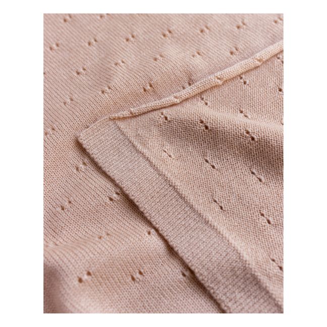 Coperta Bibi Pointelle in lana merino | Rosa chiaro