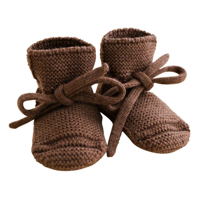 Pantofole in lana merino | Cioccolato