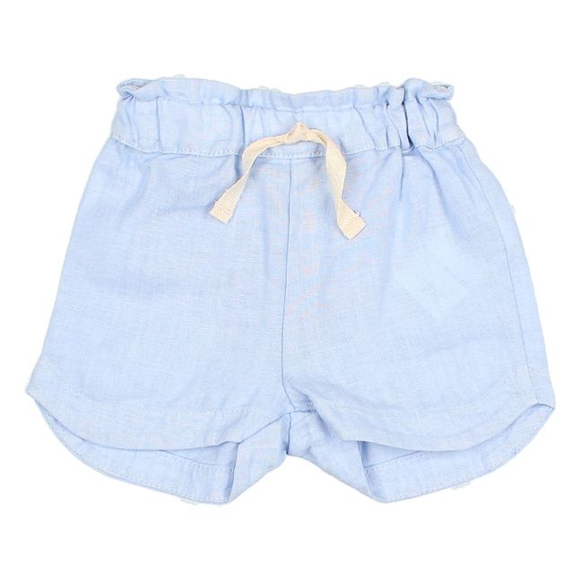 Pantalón corto de lino para bebé | Azul Cielo