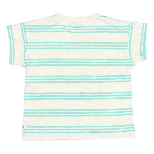 Flamed Cotton Striped Baby T-shirt | Blue Green
