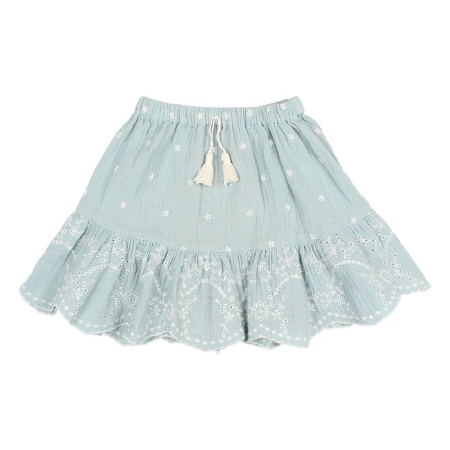 Chiffon Embroidered Skirt | Light Blue