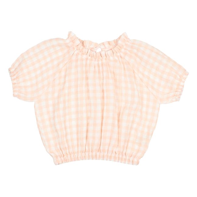 Vichy chiffon blouse | Coral