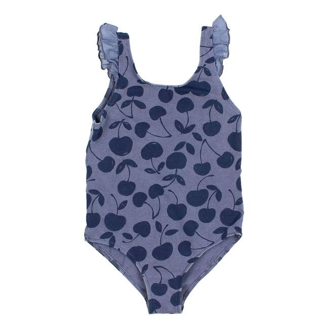 Cherry 1-piece swimming costume | Blue