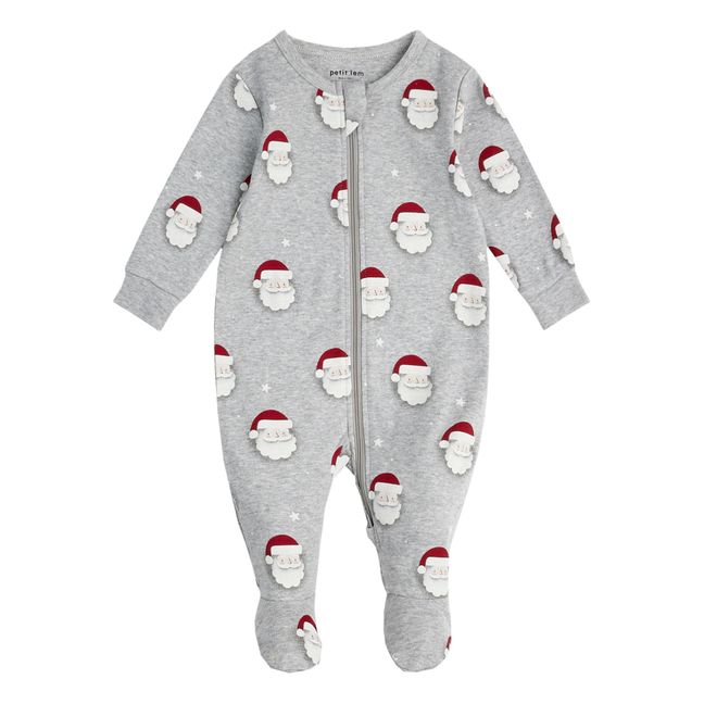 Einteiliger Pyjama aus Bio-Baumwolle Weihnachtsmann | Grau Meliert