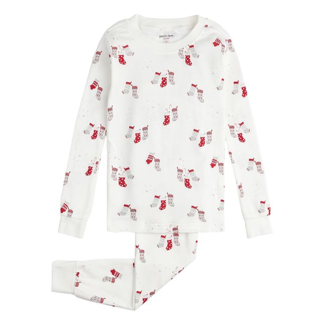 Pyjama aus Bio-Baumwolle Weihnachtssocken | Weiß
