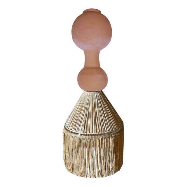 Georgette hanging lamp with raffia and bangs | Terracotta