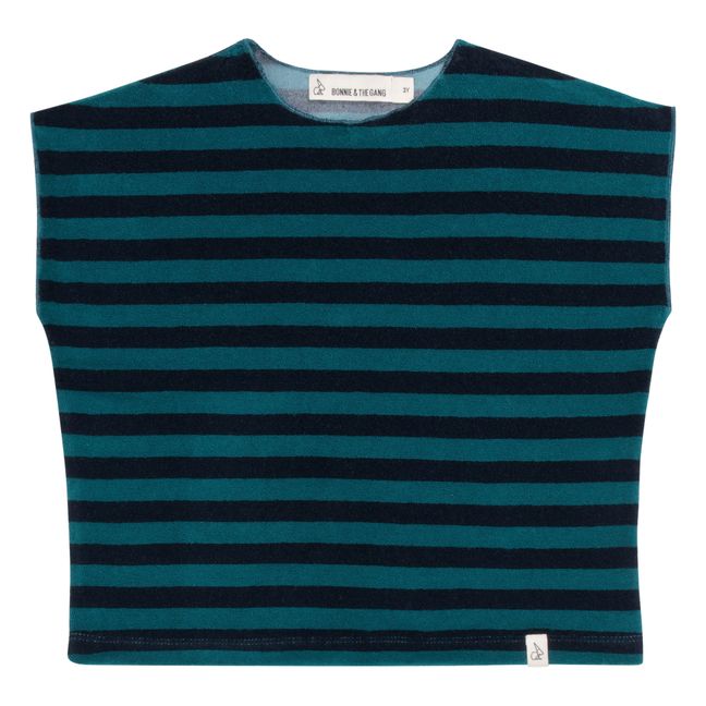 Mil Striped Organic Cotton T-Shirt | Blue Green