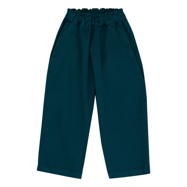 Pantalones de algodón orgánico Frits | Azul verde