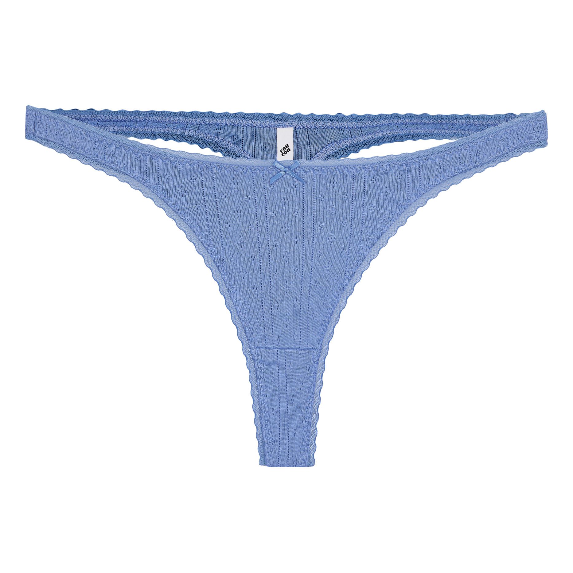 Cou Cou Intimates String Pointelle Coton Bio Bleu gris Smallable