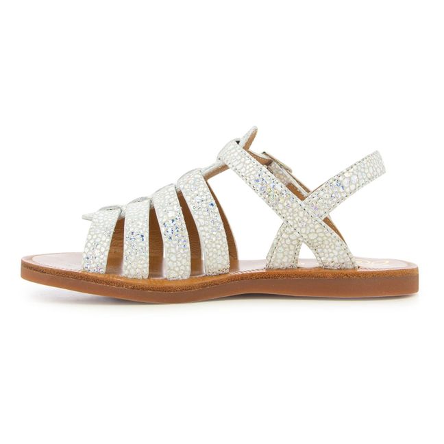 Plagette Strap sandals | Speckled white
