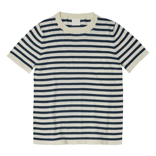 Gestreiftes T-Shirt - Damenkollektion | Marineblau - Ecrufarben
