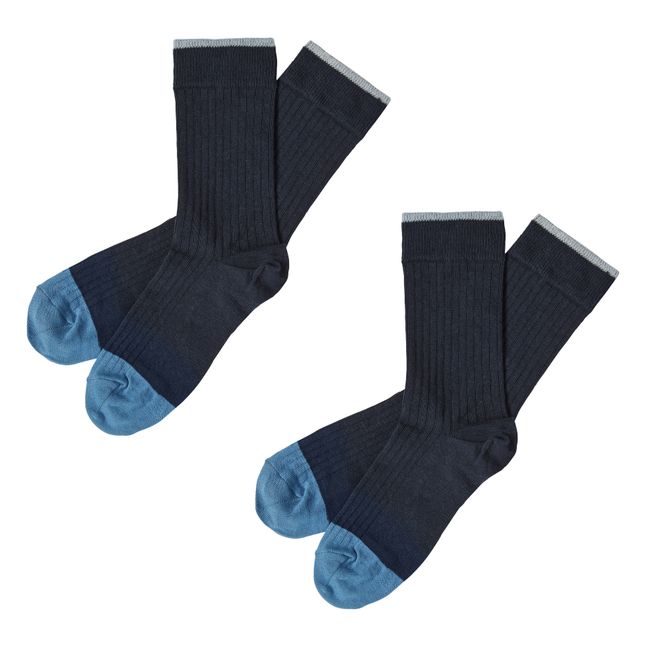 2 Pairs Wool Socks - Women's Collection | Navy blue