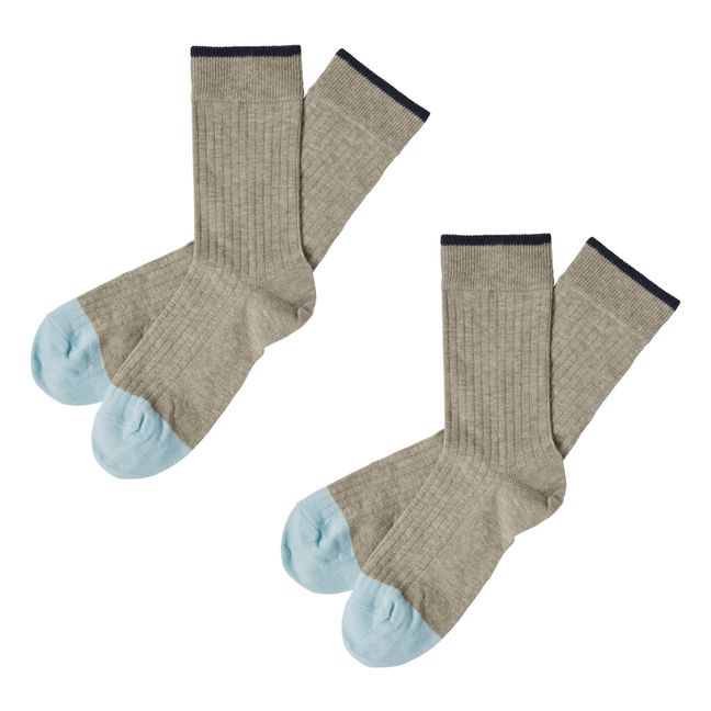2 Paar Socken aus Wolle - Damenkollektion | Beige meliert