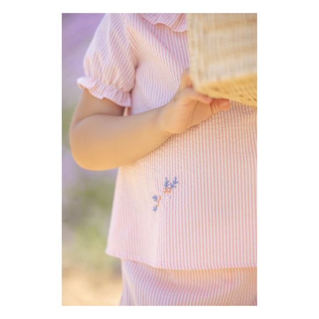 Conjunto de blusa de rayas y bloomer | Rosa Palo