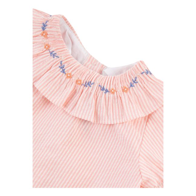 Striped blouse and bloomer set | Pale pink