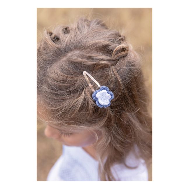 Set of 2 Flower hair clips | Blue