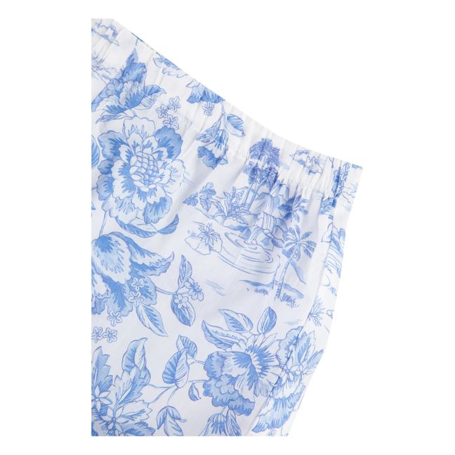 Blusa floral y pantalones cortos | Azul