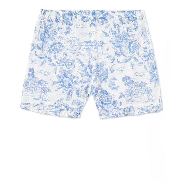 Blusa floral y pantalones cortos | Azul