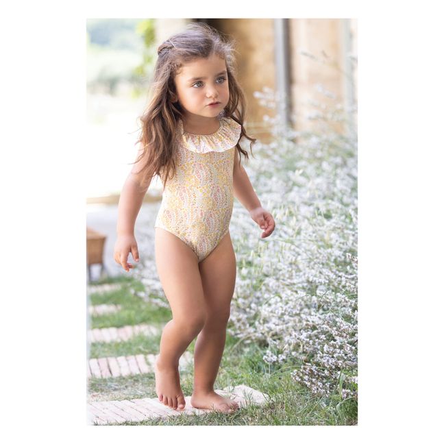 Floral 1-piece swimming costume | Yellow
