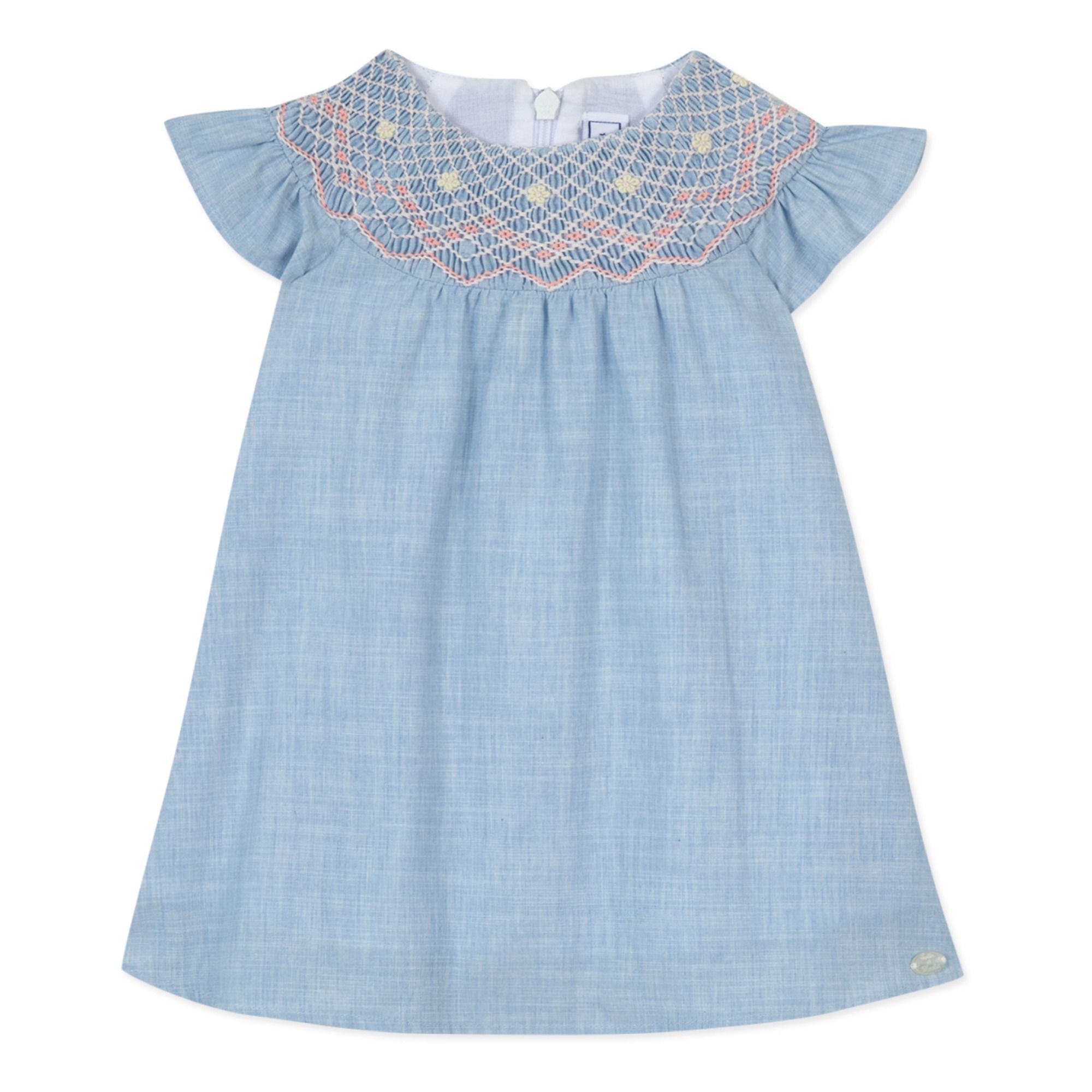 Clémence, robe smockée, en popeline rose conte de fées
