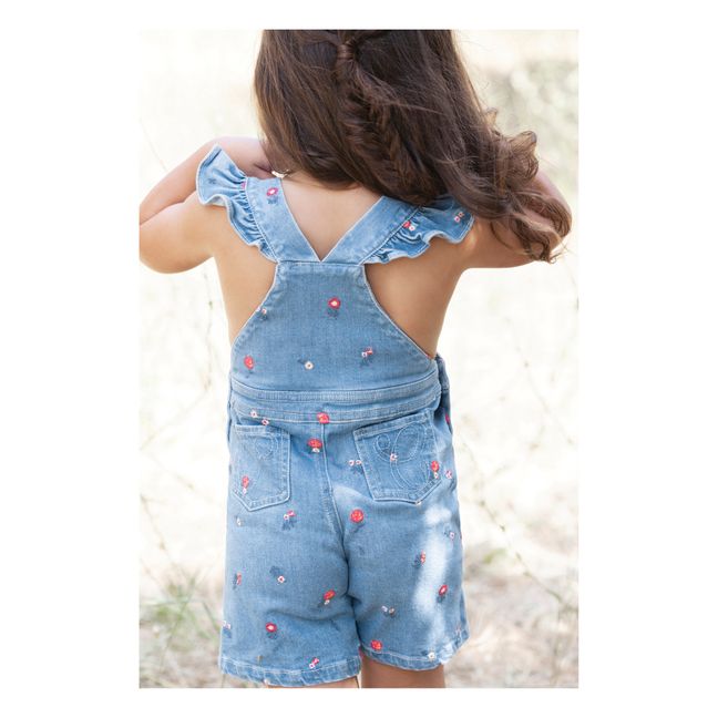 Embroidered Denim Dungarees | Blue